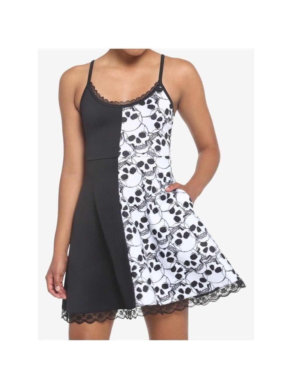 Women's Hot Topic Social Collision Dress Size M Black & White Skull Print